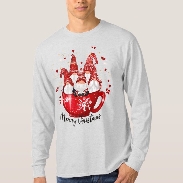 Festlicher Weihnachtsfeiertag Gnome T-Shirt (Vorderseite)
