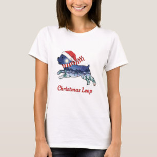 Festlicher Weihnachtshund beim Sprung   Süßer Welp T-Shirt