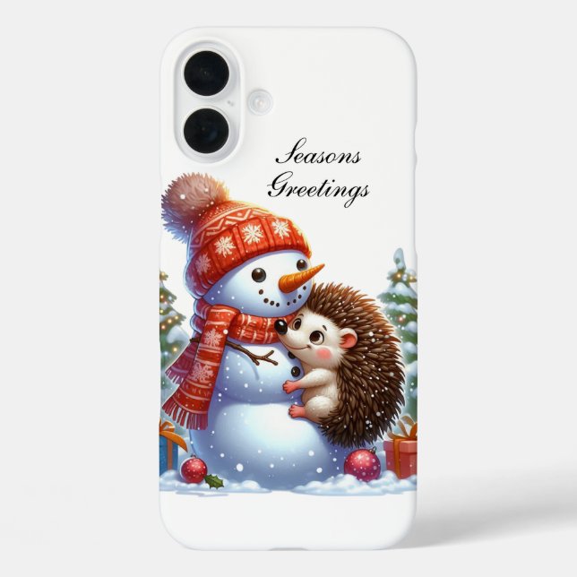 Festlicher Weihnachtsigel anpassbar  iPhone 16 Plus Hülle (Rückseite)
