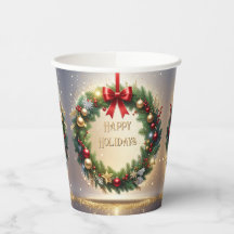 Festlicher Weihnachtskranz Feiertags-Papierbecher