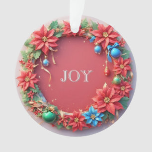 Festlicher Weihnachtskranz mit roten Poinsettien Ornament