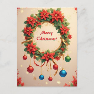 Festlicher Weihnachtskranz Postkarte
