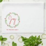 Festlicher Weihnachtskranz Wasserfarbe Personalisi Geschirrtuch<br><div class="desc">Festliche Wasserfarbe Weihnachtskranz Personalisiertes Design.</div>