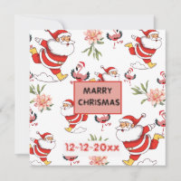 Festlicher Weihnachtsmann, Flamingo- und rosa Blum