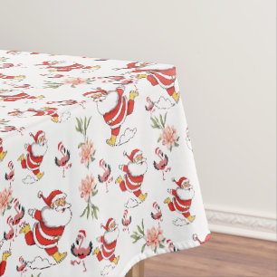 Festlicher Weihnachtsmann, Flamingo- und rosa Blum Tischdecke