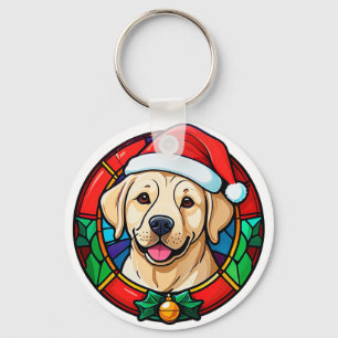 Festlicher Weihnachtsmann-Hund-Cartoon Schlüsselanhänger
