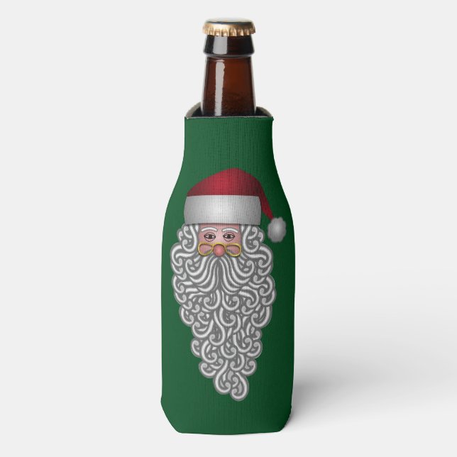 Festlicher Weihnachtsmann in Curly Bard Flaschenkühler (Flaschenvorderseite)