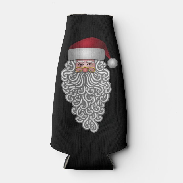 Festlicher Weihnachtsmann in Curly Bard Flaschenkühler (Vorderseite)