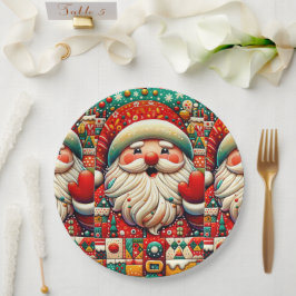 Festlicher Weihnachtsmann mit hellen Farben und Sp Pappteller