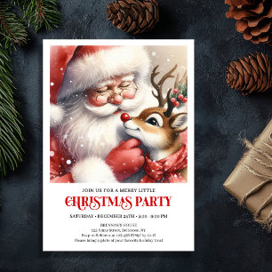 Festlicher Weihnachtsmann und Rudolph Heiligabend Einladung