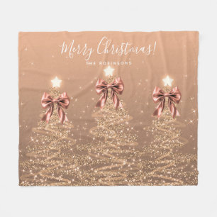 Festlicher Weihnachtsroségoldene Weihnachtsbäume m Fleecedecke