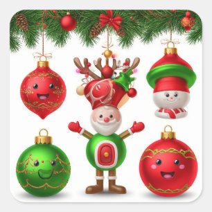 🎄 Festlicher Weihnachtsschmuck Glow ❄️ Elegant Quadratischer Aufkleber