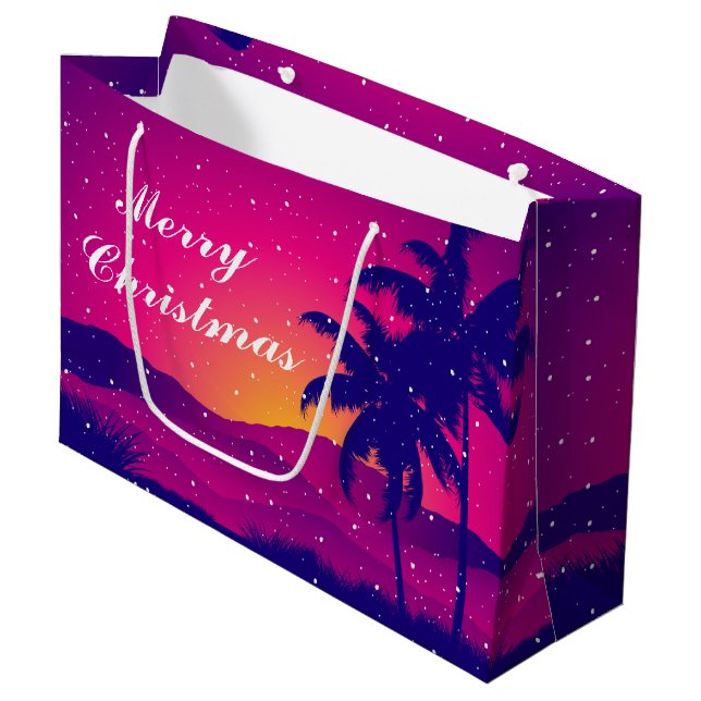 Festlicher Weihnachtsschnee fällt  Große Geschenktüte (Vorderseite Schrägansicht)