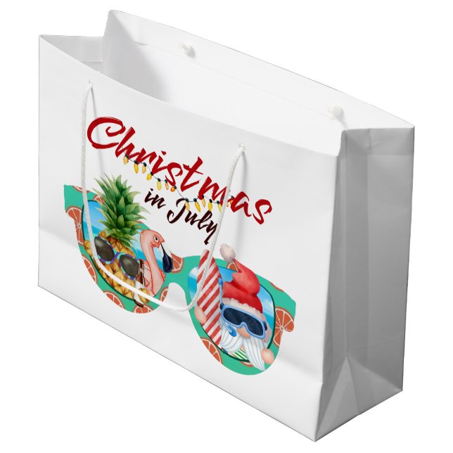 Festlicher Weihnachtsstrand im Juli Große Geschenktüte (Vorderseite Schrägansicht)
