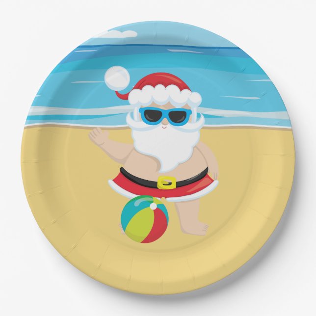 Festlicher Weihnachtsstrand Pappteller (Vorderseite)