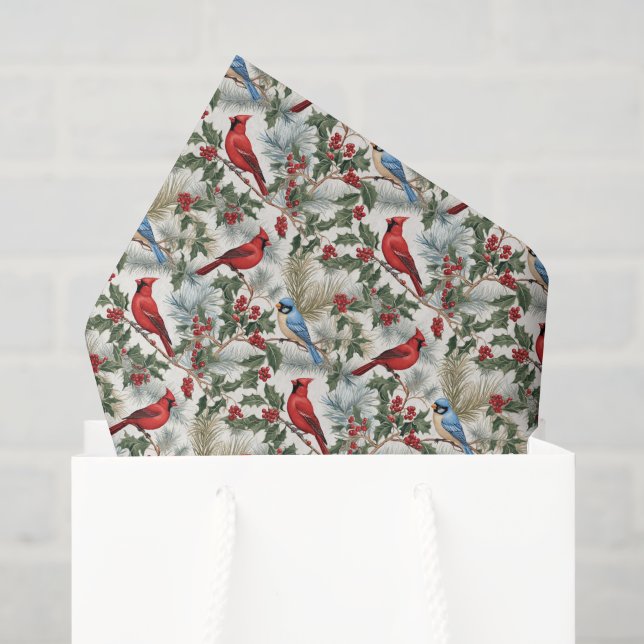 Festlicher Weihnachtswasserfarben-Kardinal Seidenpapier (Geschenktüte)