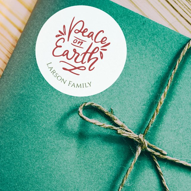 Festlicher Weltfrieden Weihnachtsaufkleber Runder Aufkleber (Festive Peace on Earth Christmas Sticker
)