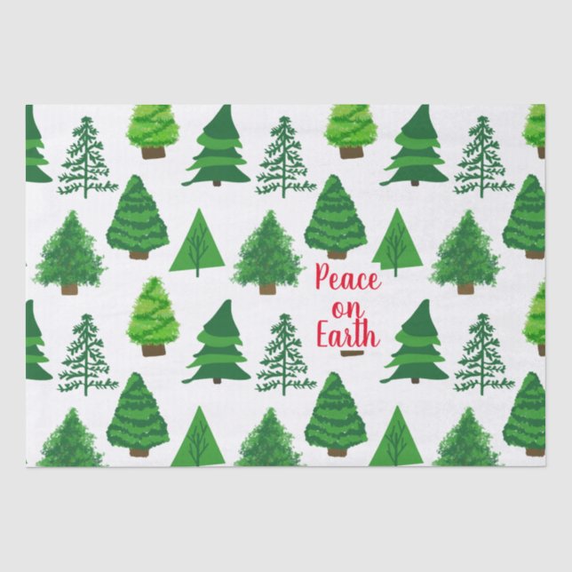 Festlicher Weltfrieden Weihnachtsbaumen Patter Seidenpapier (Vorderseite)