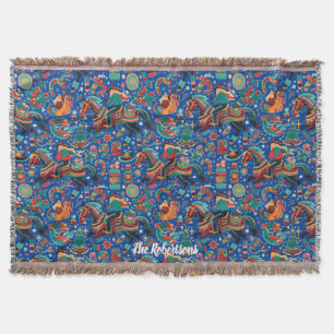 Festlicher Western Cowgirl Blue Christmas Decke
