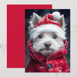 Festlicher Westie im Schnee Einladung