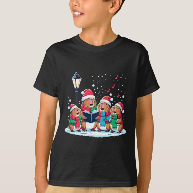 Festlicher Winter Capybara Weihnachten T-Shirt (Vorderseite)