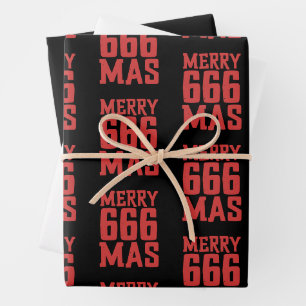 Festliches 666 Frohe Weihnachten Rock & Metal Sant Geschenkpapier Set