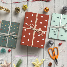 Festliches Abstraktes Set zu Weihnachten von 3 Geschenkpapier Set