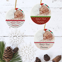 Festliches Baby's First Christmas Foto Ornament