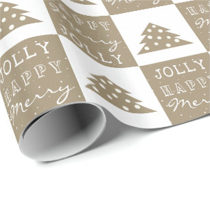 Festliches Beiges Fröhliches Schriftbild Weihnacht Geschenkpapier