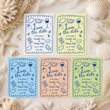 Festliches Blaues Küstenhochzeit Save the Date