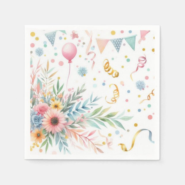 Festliches Blumenpapier Napkins Serviette (Vorderseite)