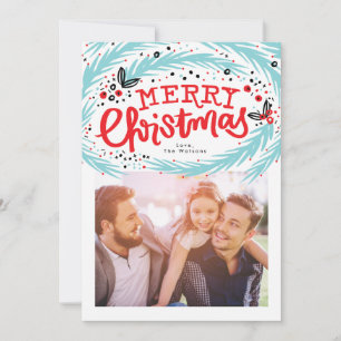 Festliches Blumiges Beeren Frohe Weihnachten Feier