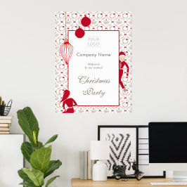 Festliches Business Weihnachts-Party Willkommen Poster
