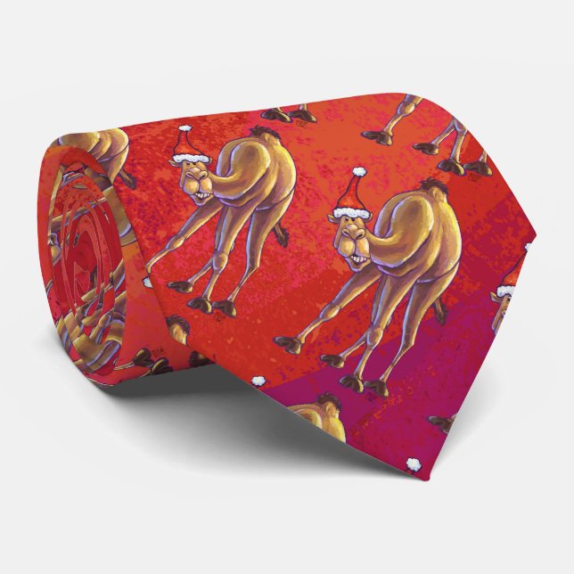 Festliches Camel-Muster auf Rot Krawatte (Gerollt)