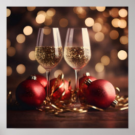 Festliches Champagnerglas-Urlaubsposter Poster