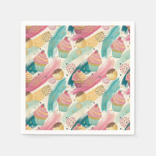Festliches Cupcake & Brushstroke Celebration Patte Serviette