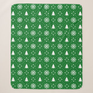 Festliches dunkelgrünes Weihnachtsmuster Sherpadecke