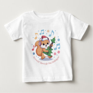Festliches Eichhörnchen Gitarre spielen umgeben vo Baby T-shirt