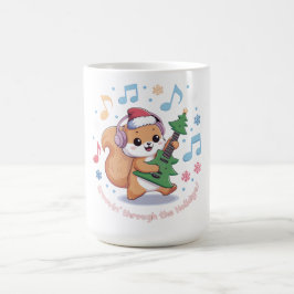 Festliches Eichhörnchen Gitarre spielen umgeben vo Kaffeetasse