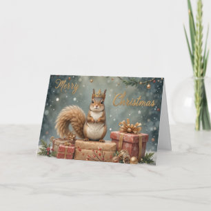 Festliches Eichhörnchen mit Geschenken Süßes Weihn Karte