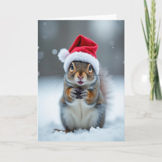 Festliches Eichhörnchen mit Nuss Weihnachtskarte Karte