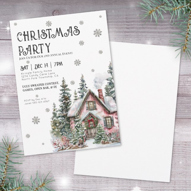 Festliches elegantes Winterweihnachtsfest Einladung (Festive Elegant Winter Christmas Party Invitation)