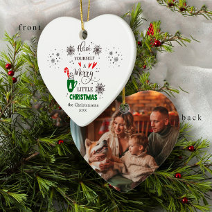 Festliches Familienfoto Frohe Weihnachten Keramik Ornament