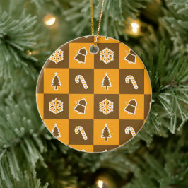 Festliches Feiertagsraster-Muster Keramik Ornament