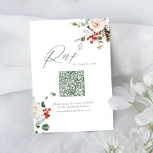 Festliches florales Weihnachts-Winterhochzeits-QR-