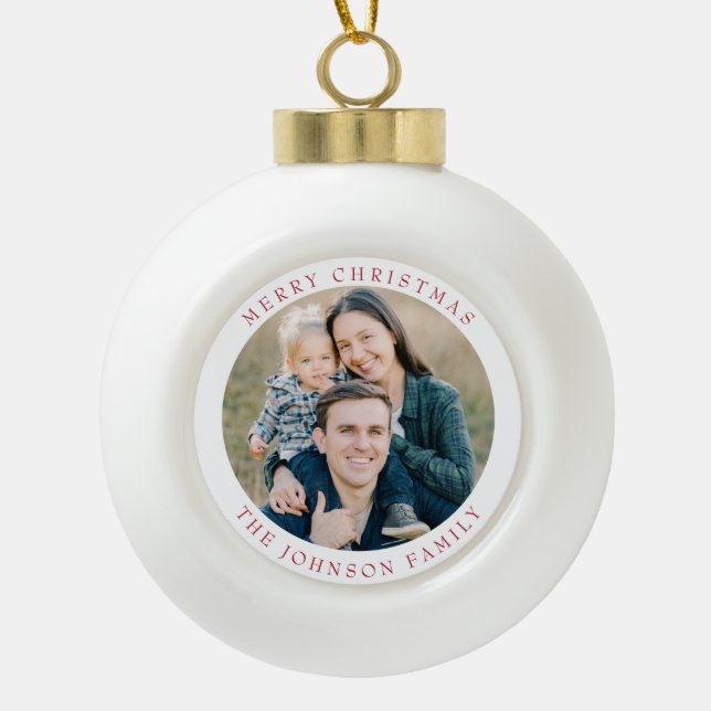 Festliches Foto Frohe Weihnachten Keramik Kugel-Ornament (Vorderseite)