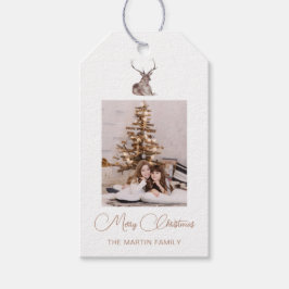 Festliches Foto mit Winterweihnachtsfest Geschenkanhänger