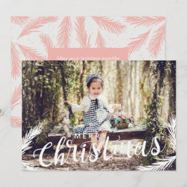 Festliches Foto Rosa Blattwerk Weihnachtskarte Feiertagskarte
