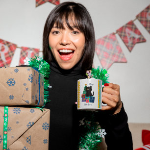 Festliches Frohe Weihnachten Süße Schwarze Katze K Kaffeetasse