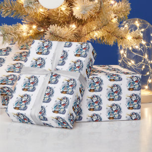 Festliches, gekacheltes Weihnachts-Einhorn  Geschenkpapier